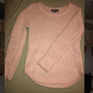 Pink fuzzy knit sweater
